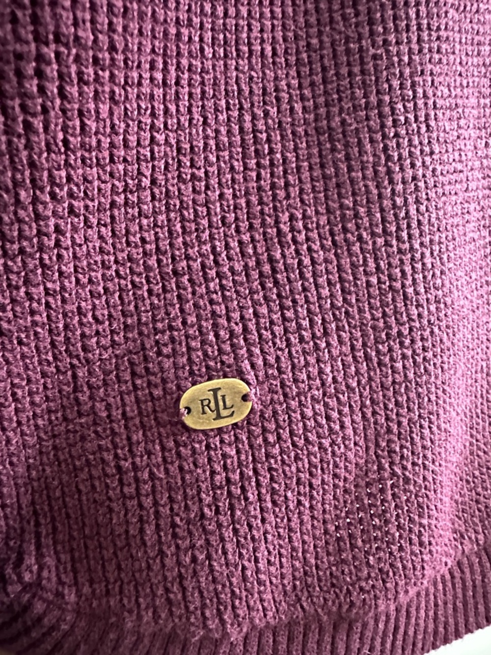 Lauren Ralph Lauren 100% Cotton Plum waffle Knit Hooded Sweater - Picture 4 of 13